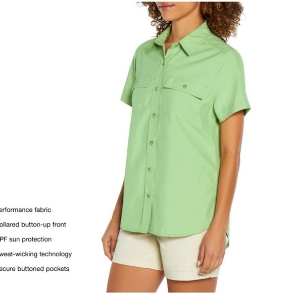 NWT Eddie Bauer short sleeved adventure shirt quiet green - Picture 3 of 7
